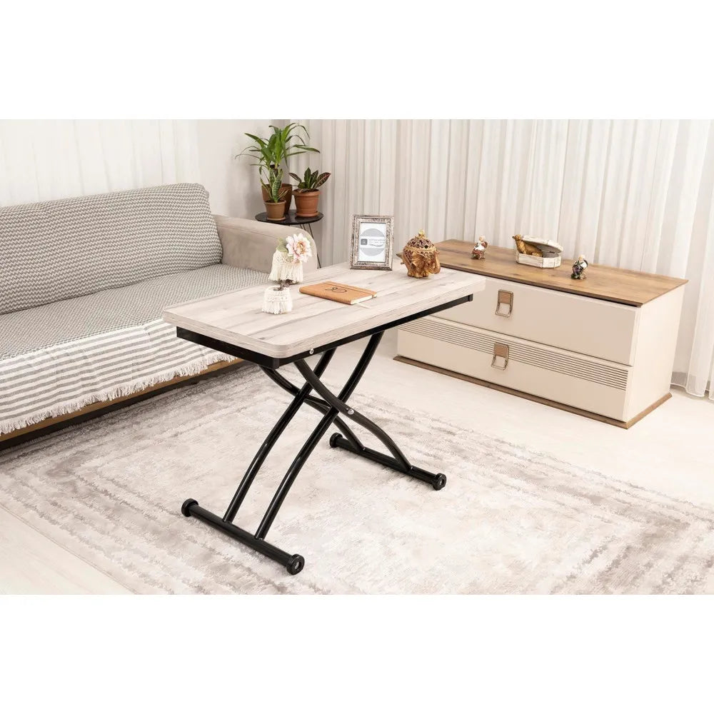 Mini Juppo Dışa K Akıllı Sehpa Üst Tabla Mdf Floransa Oval Köşe Alt Ayak Siyah Renk