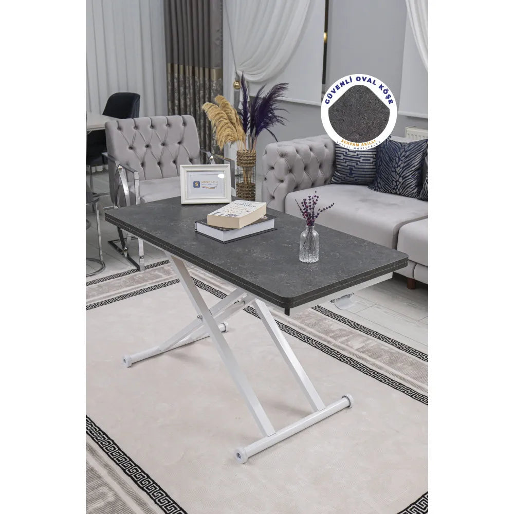 Home Üst Tabla Mdf Kartal Oval Köşe Alt Ayak Beyaz Renk