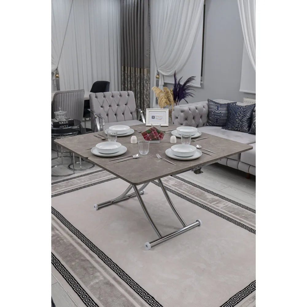 Juppo Üst Tabla Mdf Frezeli Latte Oval Köşe Alt Ayak Yuvarlak Krom Kaplama İçe Kıvrım