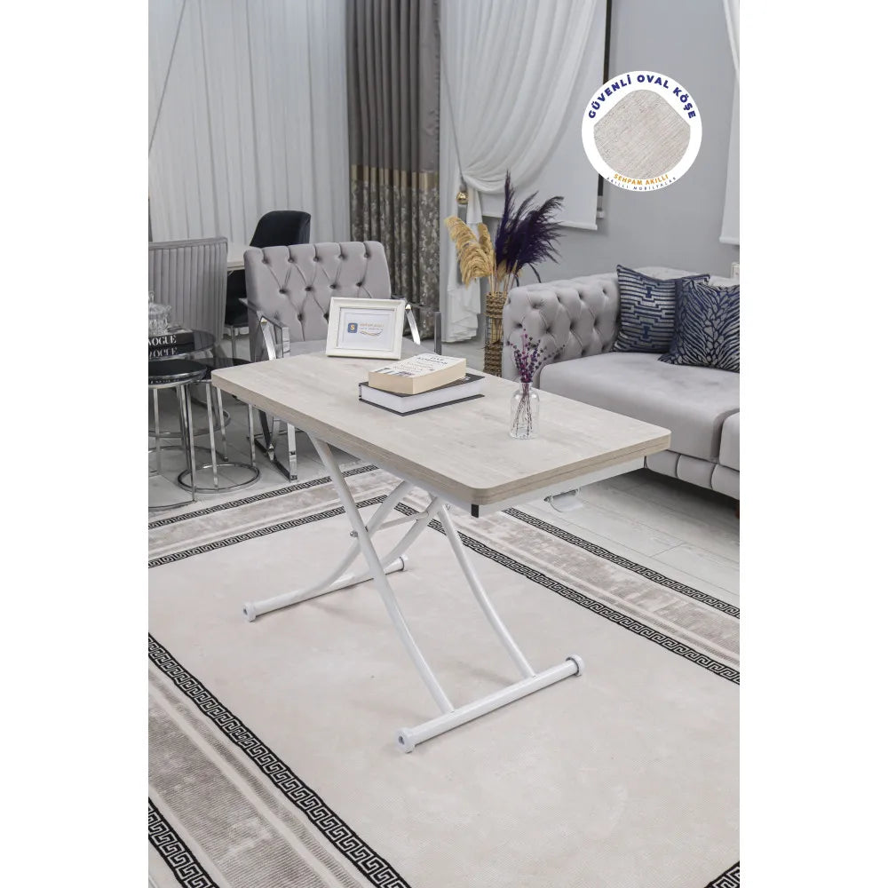 Juppo Üst Tabla Mdf Lizbon Oval Köşe Alt Ayak Yuvarlak Beyaz İçe Kıvrım