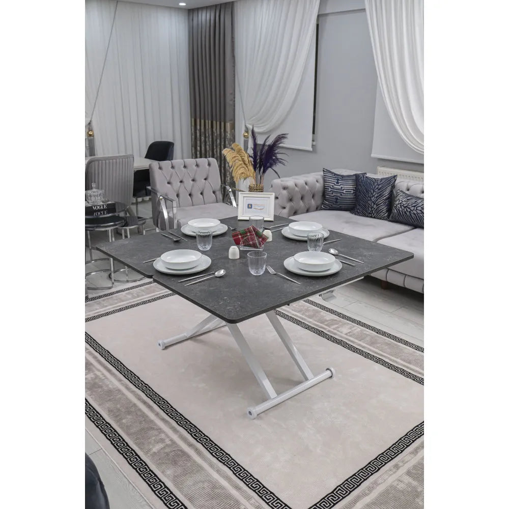 Home Üst Tabla Mdf Kartal Oval Köşe Alt Ayak Beyaz Renk