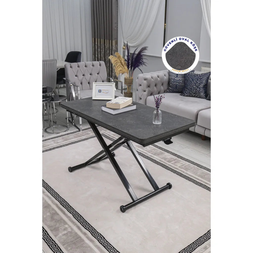 Home Üst Tabla Mdf Kartal Oval Köşe Alt Siyah Ayak Renk