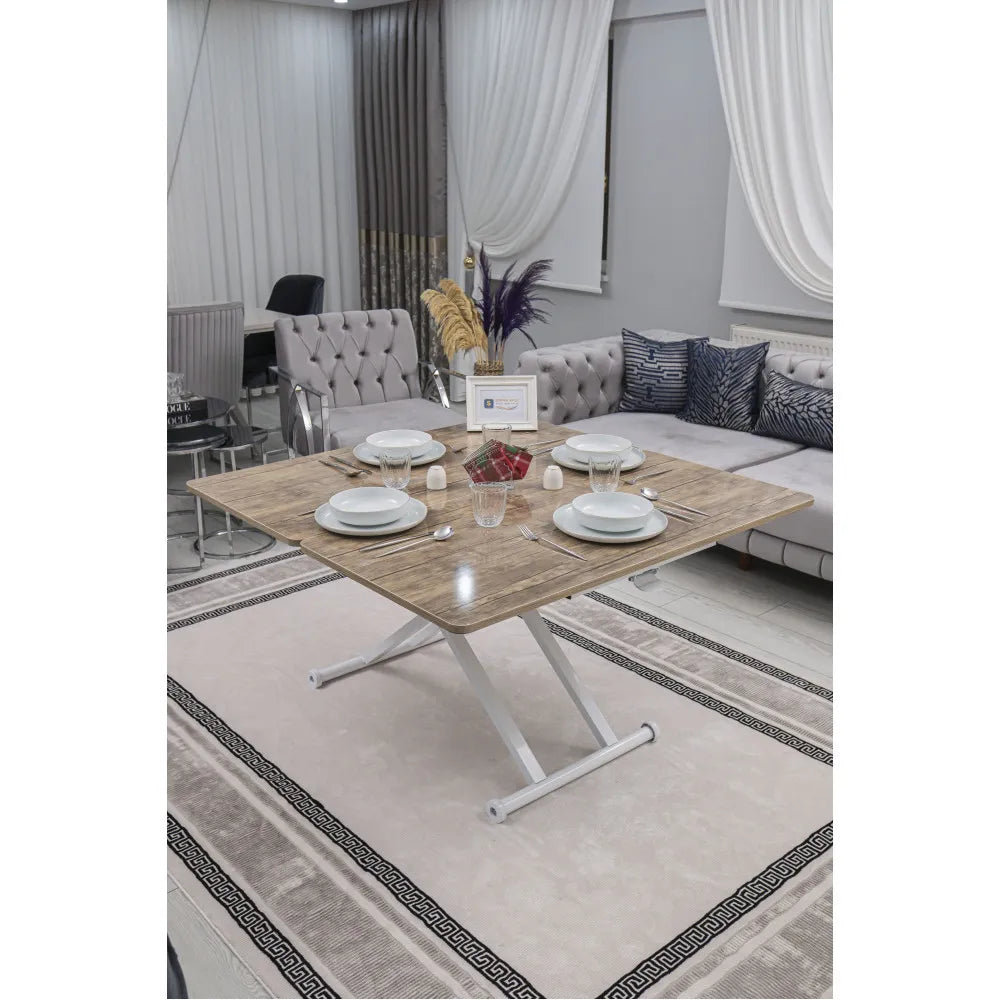 Home Üst Tabla Mdf Antiklayt Oval Köşe Alt Ayak Beyaz Renk