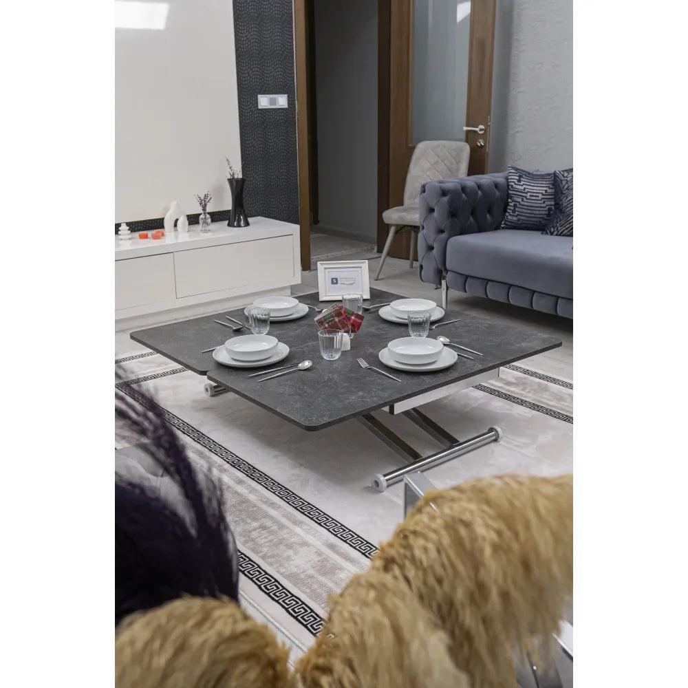 Home Üst Tabla Mdf Kartal Oval Köşe Alt Ayak Krom Kaplama