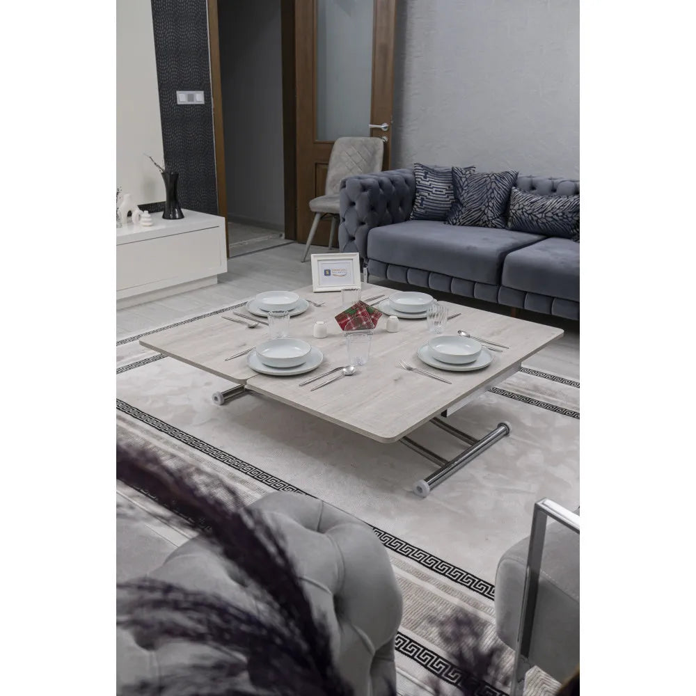 Juppo Üst Tabla Mdf Lizbon Oval Köşe Alt Ayak Yuvarlak Krom Kaplama İçe Kıvrım