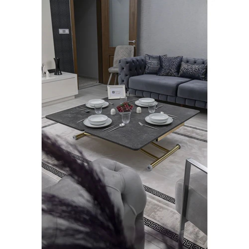 Juppo Üst Tabla Mdf Kartal Oval Köşe Alt Ayak Yuvarlak Gold Kaplama İçe Kıvrım