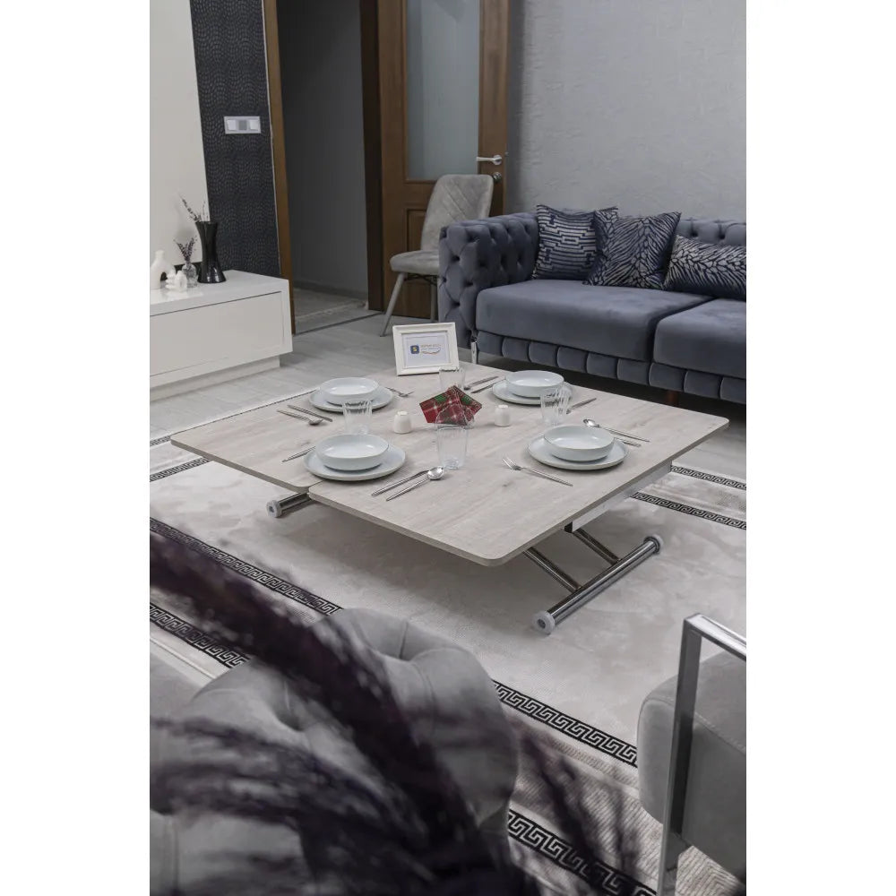 Juppo Üst Tabla Mdf Lizbon Oval Köşe Alt Ayak Yuvarlak Krom Kaplama Dışa Kıvrım