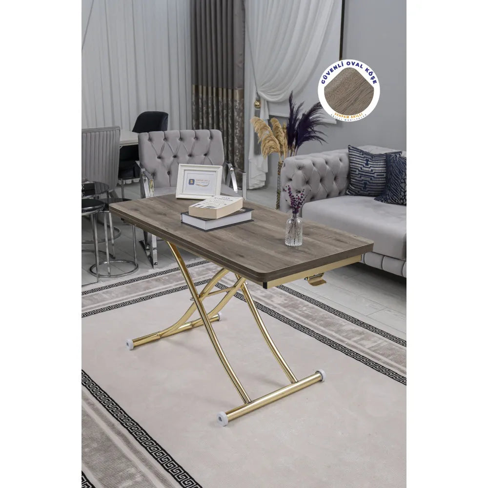 Juppo Üst Tabla Mdf Hattuşa Oval Köşe Alt Ayak Yuvarlak Gold Kaplama İçe Kıvrım