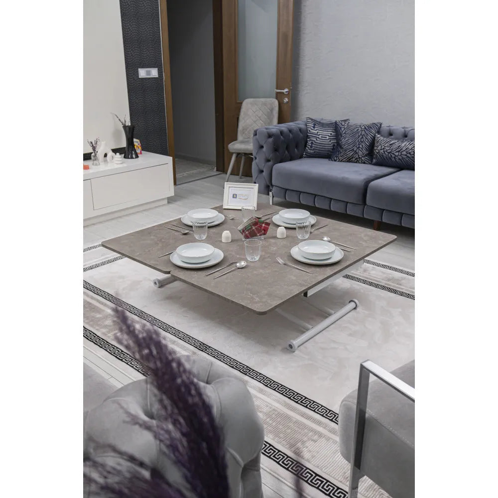 Juppo Üst Tabla Mdf Frezeli Latte Oval Köşe Alt Ayak Yuvarlak Beyaz İçe Kıvrım