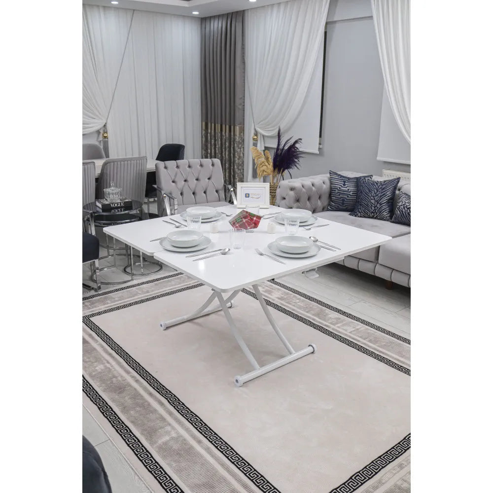 Juppo Üst Tabla Mdf Beyaz Oval Köşe Alt Ayak Yuvarlak Beyaz İçe Kıvrım