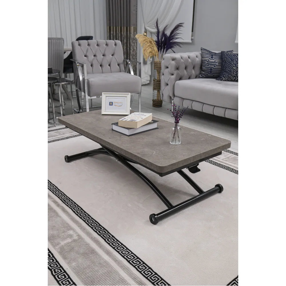 Juppo Üst Tabla Mdf Frezeli Latte Oval Köşe Alt Ayak Yuvarlak Siyah Dışa Kıvrım