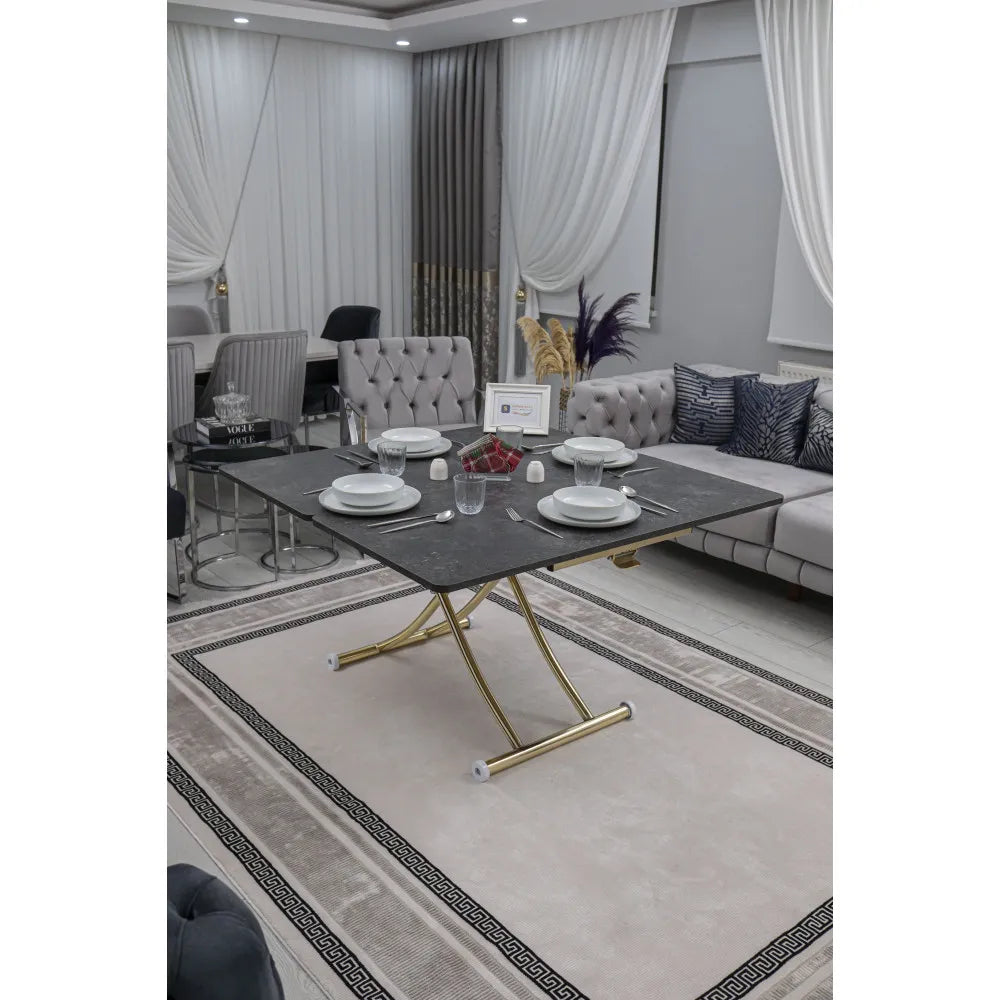 Juppo Üst Tabla Mdf Kartal Oval Köşe Alt Ayak Yuvarlak Gold Kaplama İçe Kıvrım
