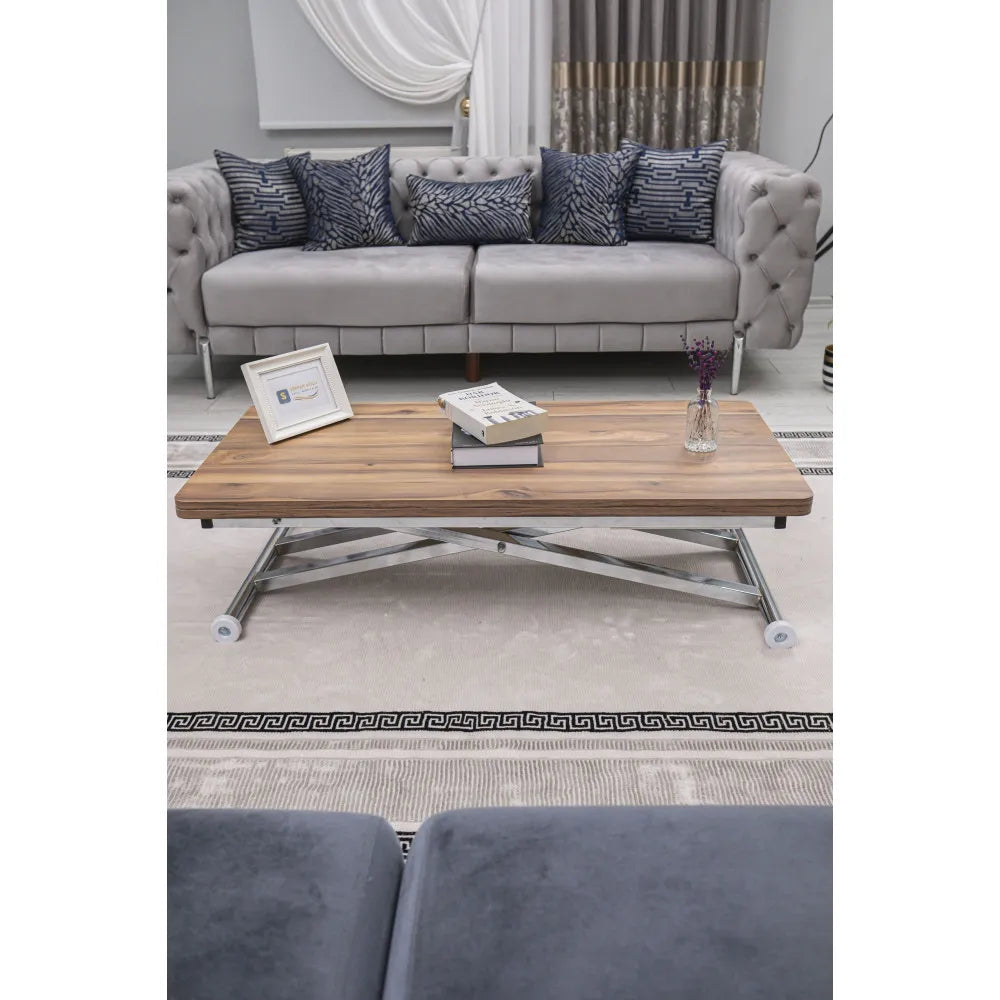 Home Üst Tabla Mdf Urartu Oval Köşe Alt Ayak Krom Kaplama