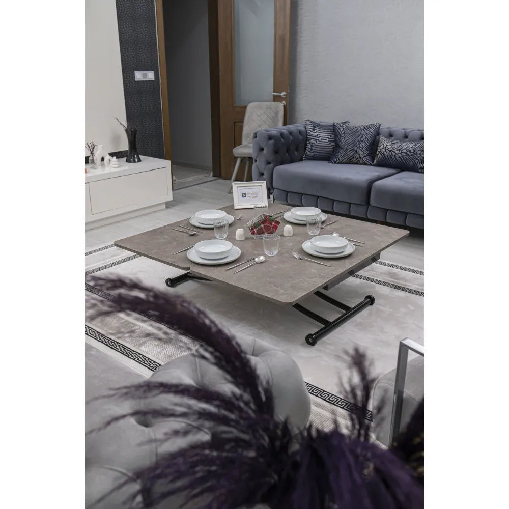 Juppo Üst Tabla Mdf Frezeli Latte Oval Köşe lt Ayak Yuvarlak Siyah İçe Kıvrım