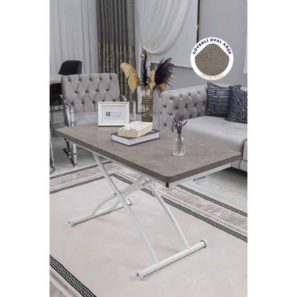 Juppo Üst Tabla Mdf Frezeli Latte Oval Köşe Alt Ayak Yuvarlak Beyaz Dışa Kıvrım