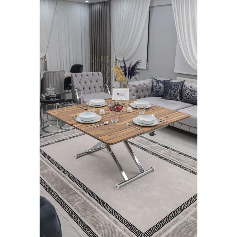 Home Üst Tabla Mdf Urartu Oval Köşe Alt Ayak Krom Kaplama