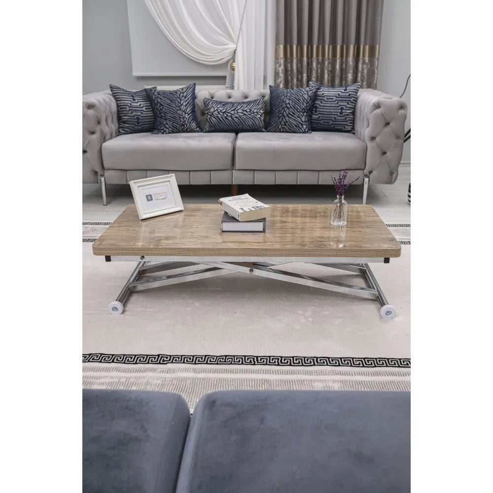 Home Üst Tabla Mdf Antiklayt Oval Köşe Alt Ayak Krom Kaplama