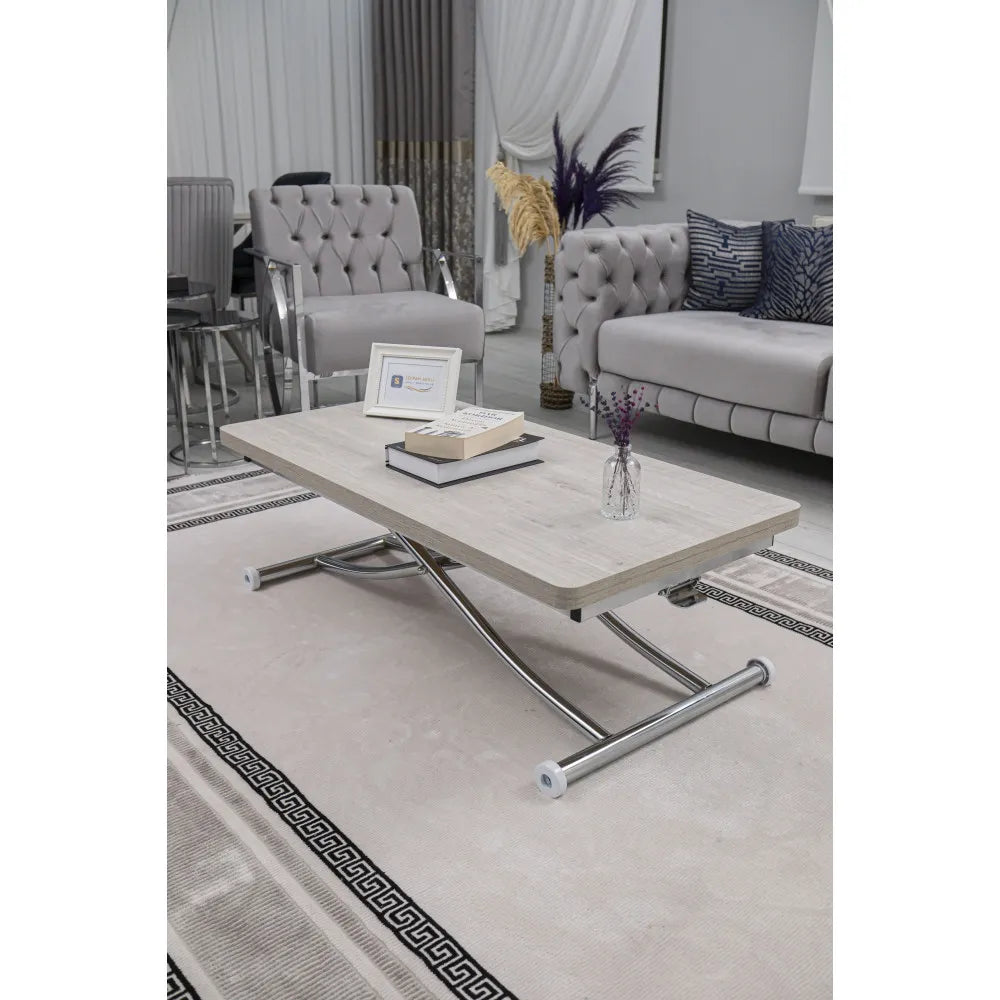 Juppo Üst Tabla Mdf Lizbon Oval Köşe Alt Ayak Yuvarlak Krom Kaplama İçe Kıvrım