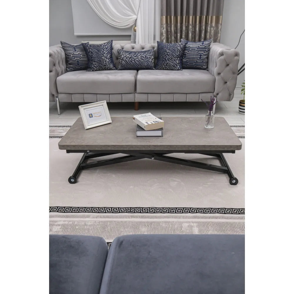 Home Üst Tabla Mdf Frezeli Latte  Oval Köşe Alt Ayak Siyah Renk