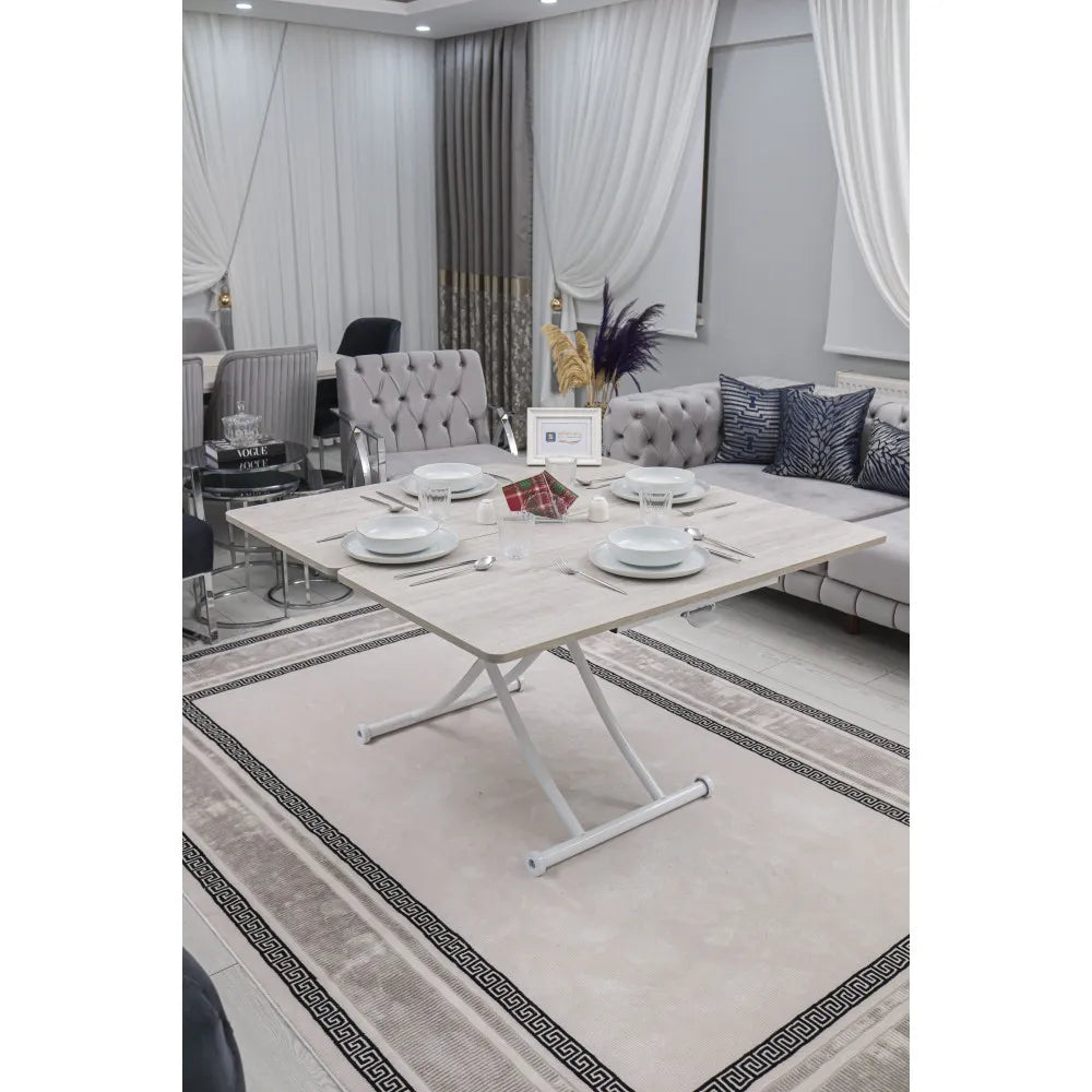 Juppo Üst Tabla Mdf Lizbon Oval Köşe Alt Ayak Yuvarlak Beyaz İçe Kıvrım