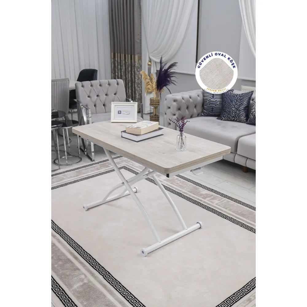 Juppo Üst Tabla Mdf Lizbon Oval Köşe Alt Ayak Yuvarlak Beyaz Dışa Kıvrım