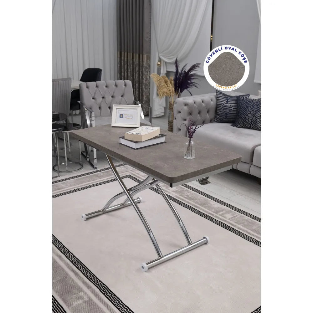 Juppo Üst Tabla Mdf Frezeli LatteOval Köşe Alt Ayak Yuvarlak Krom Kaplama Dışa Kıvrım