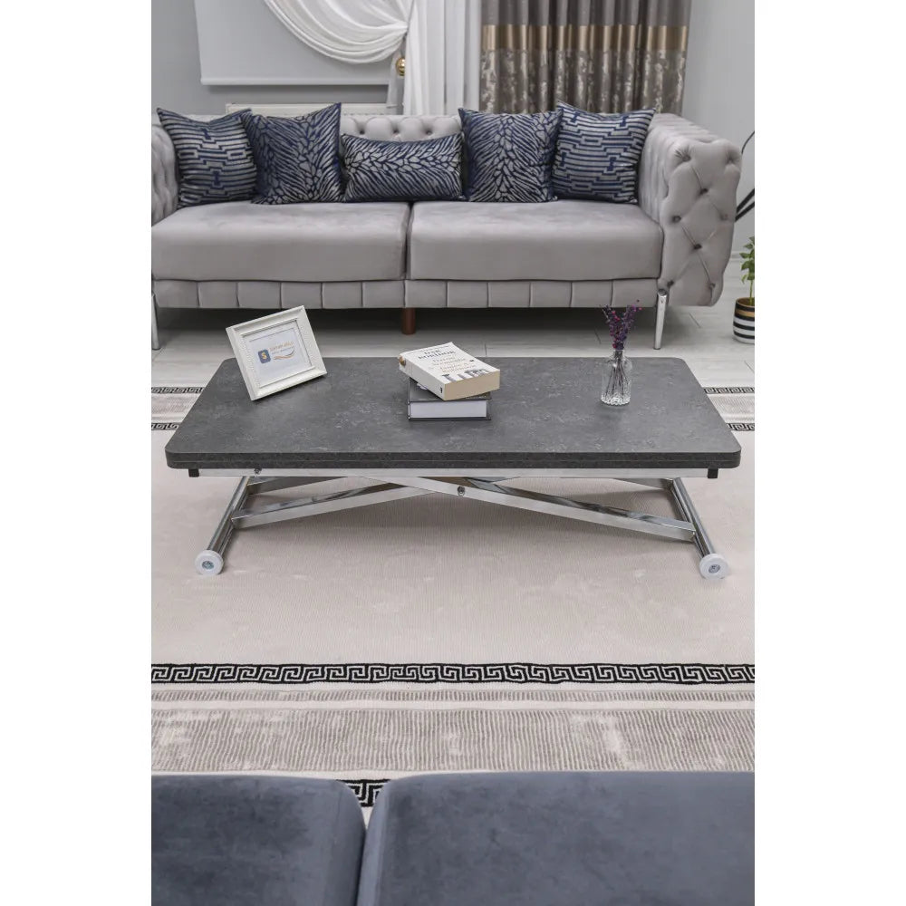 Home Üst Tabla Mdf Kartal Oval Köşe Alt Ayak Krom Kaplama