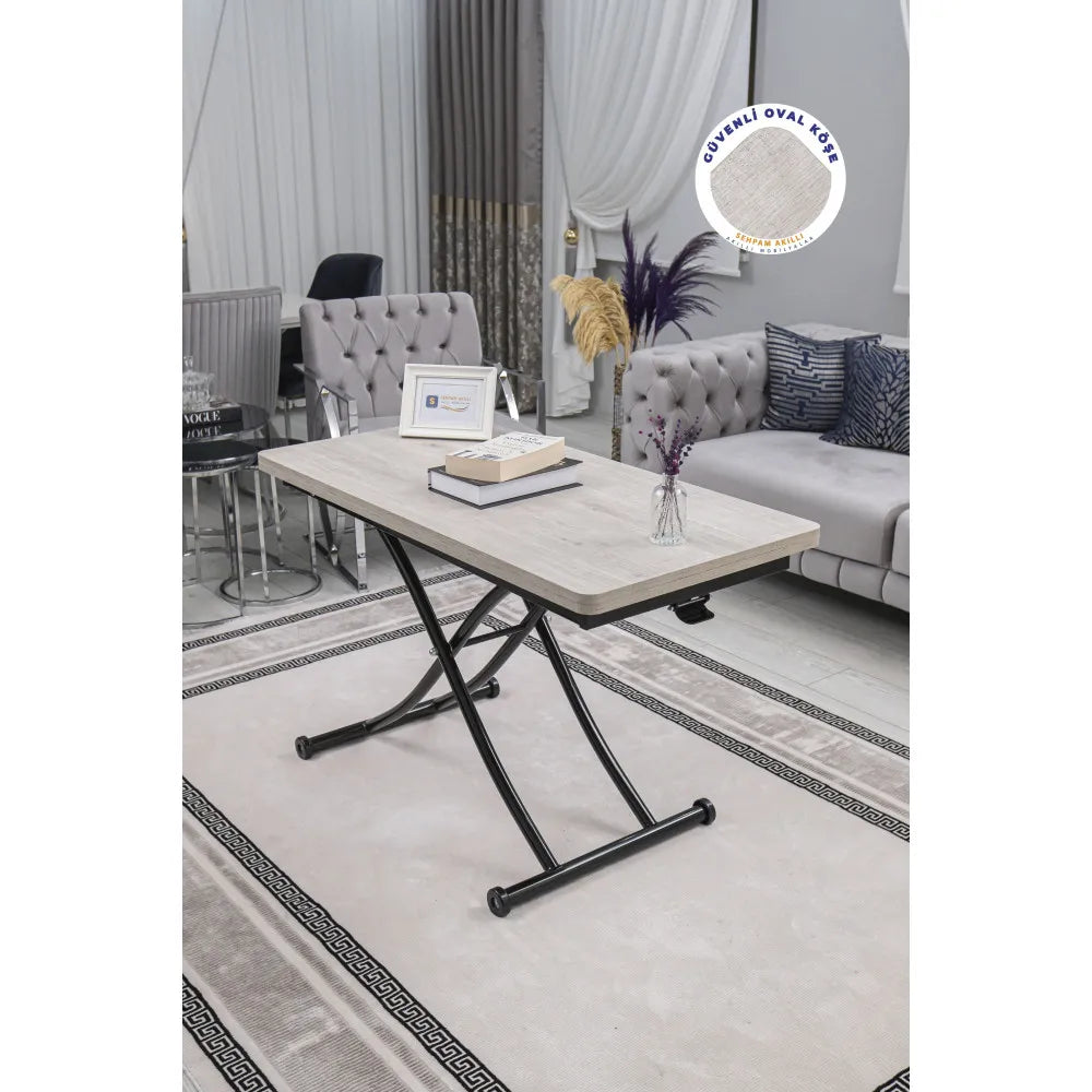 Juppo Üst Tabla Mdf Lizbon Oval Köşe lt Ayak Yuvarlak Siyah İçe Kıvrım