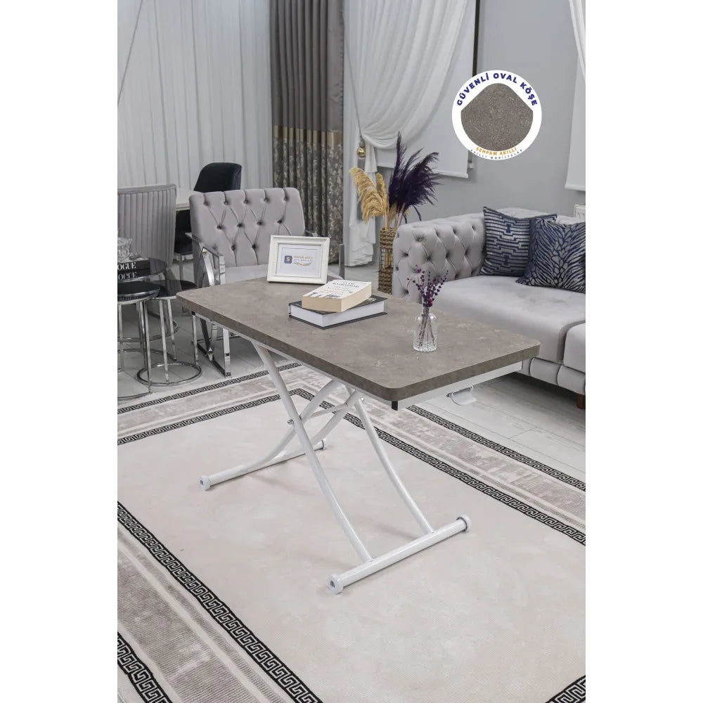 Juppo Üst Tabla Mdf Frezeli Latte Oval Köşe Alt Ayak Yuvarlak Beyaz İçe Kıvrım