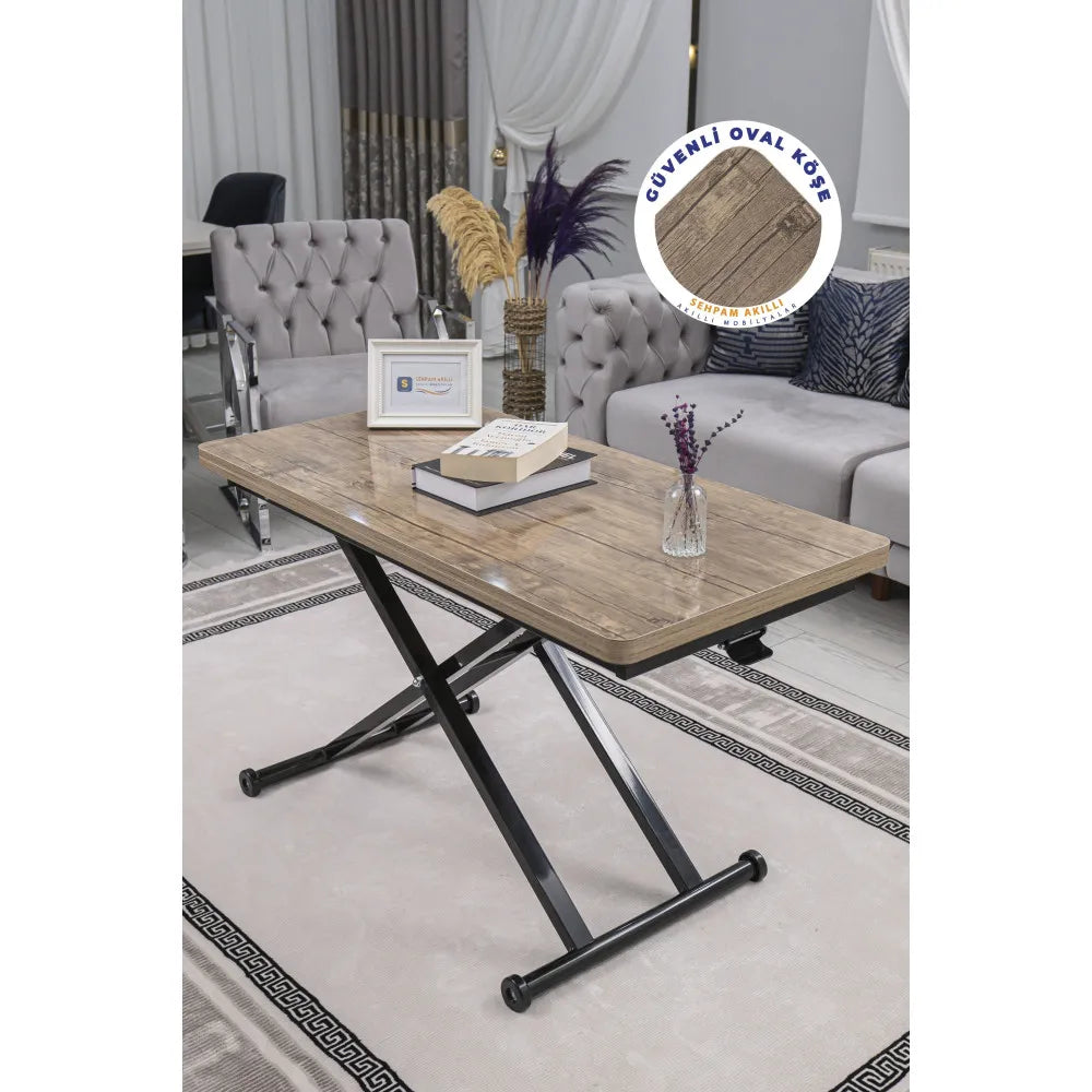 Home Üst Tabla Mdf Antiklayt Oval KöşeAlt Ayak Siyah Renk