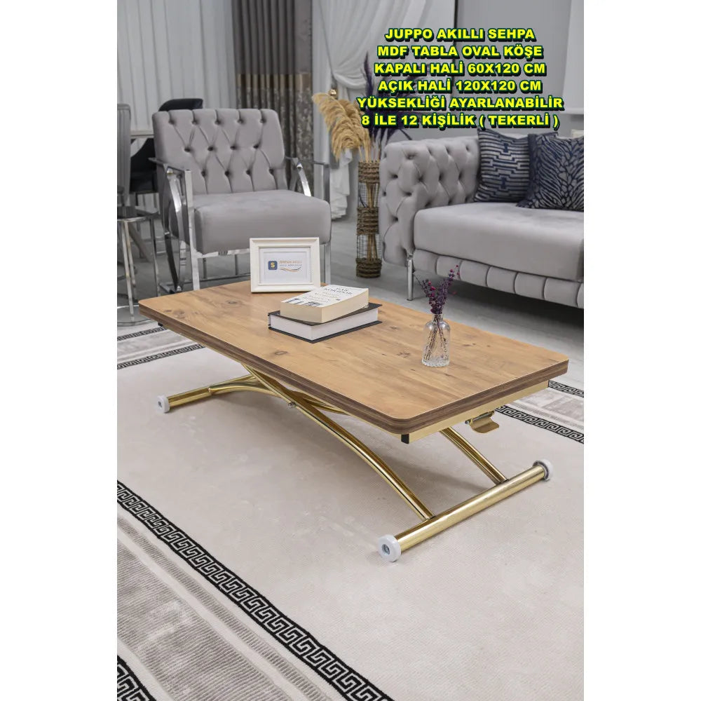 Juppo Üst Tabla Mdf EfesÇam Oval Köşe Alt Ayak Yuvarlak Gold Kaplama Dışa Kıvrım
