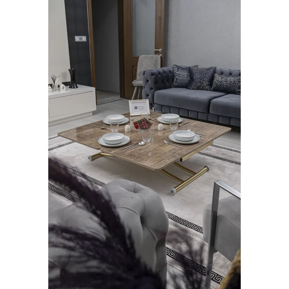 Juppo Üst Tabla Mdf Antiklayt Oval Köşe Alt Ayak Yuvarlak Gold Kaplama İçe Kıvrım