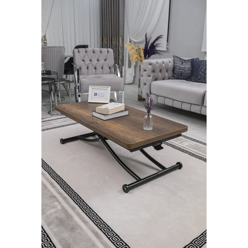 Juppo Üst Tabla Mdf Barok Koyu Ceviz Oval Köşe Alt Ayak Yuvarlak Siyah İçe Kıvrım