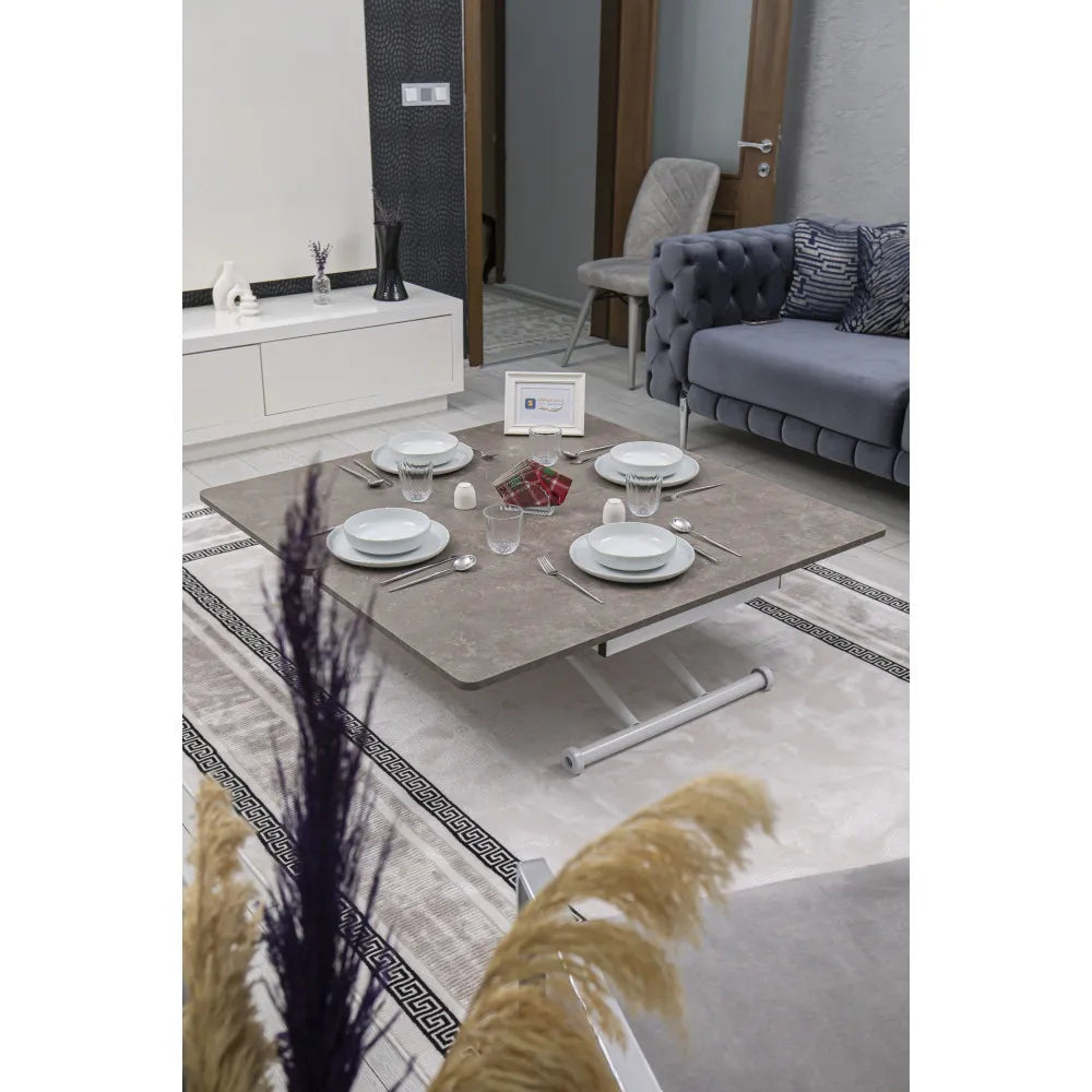 Juppo Üst Tabla Mdf Frezeli Latte Oval Köşe Alt Ayak Yuvarlak Beyaz Dışa Kıvrım