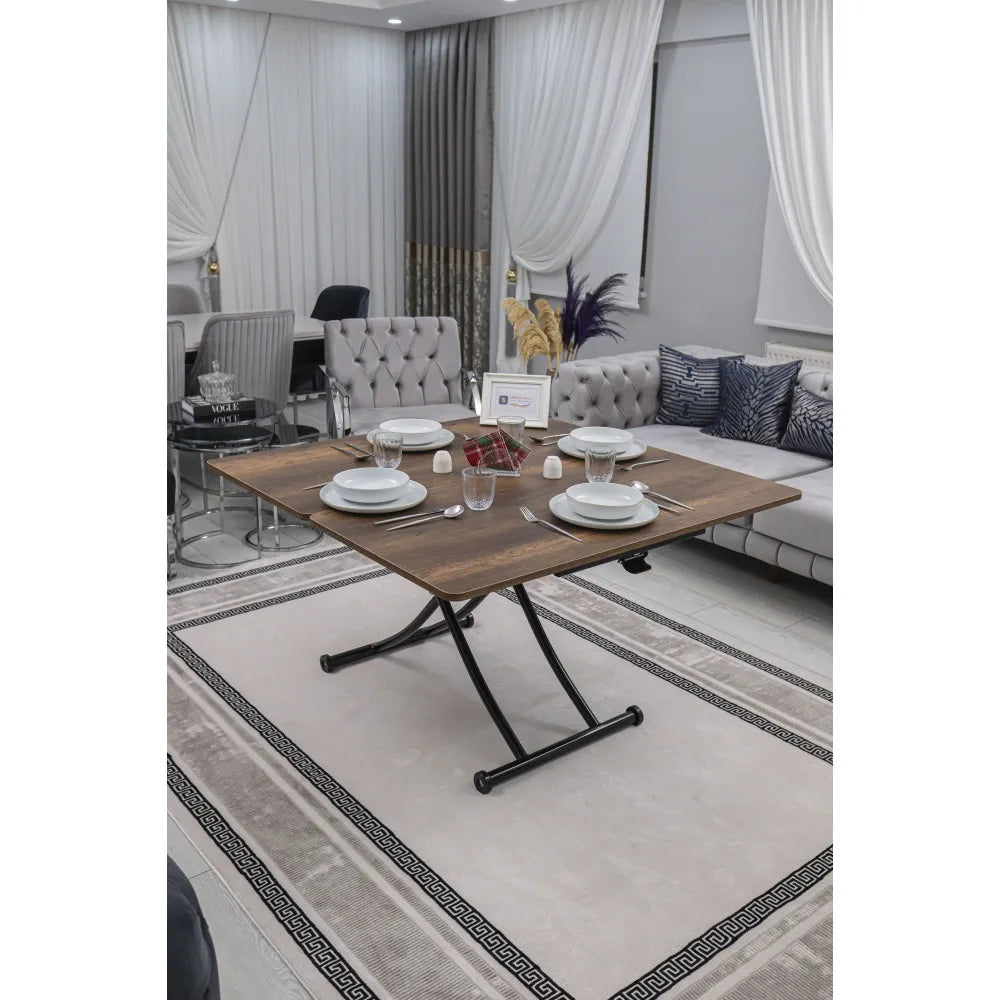 Juppo Üst Tabla Mdf Barok Koyu Ceviz Oval Köşe Alt Ayak Yuvarlak Siyah İçe Kıvrım