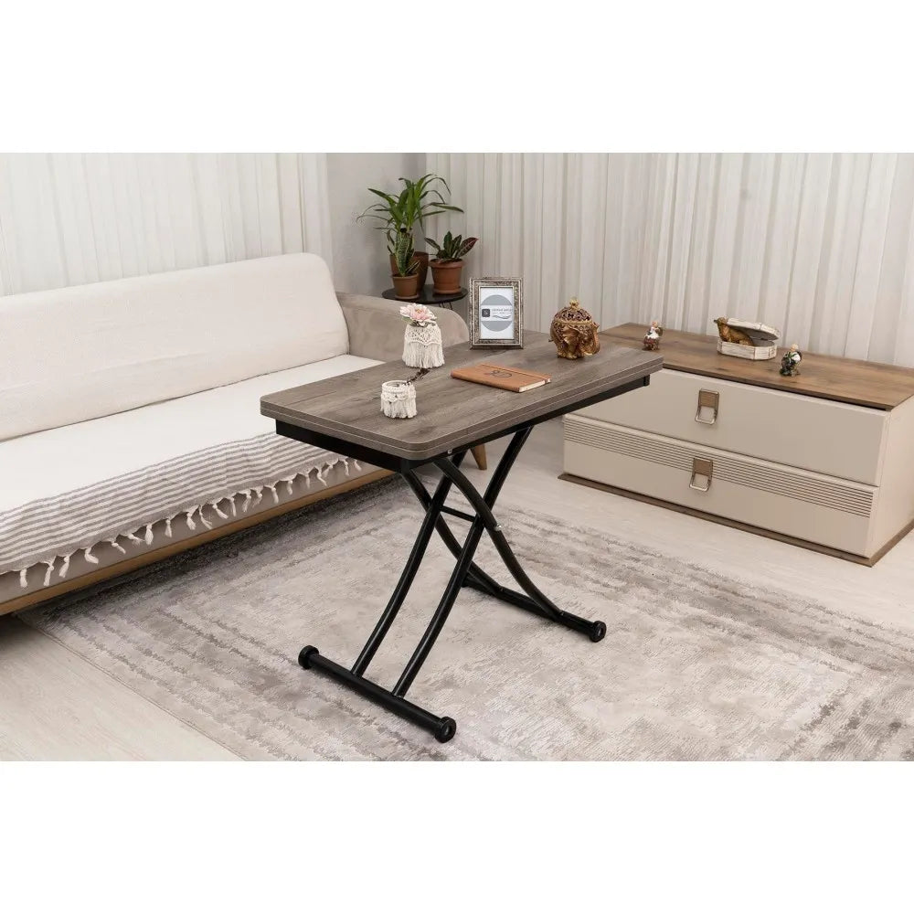 Mini Juppo İçe K Akıllı Sehpa Üst Tabla Mdf Hattuşa Oval Köşe Alt Ayak Siyah Renk