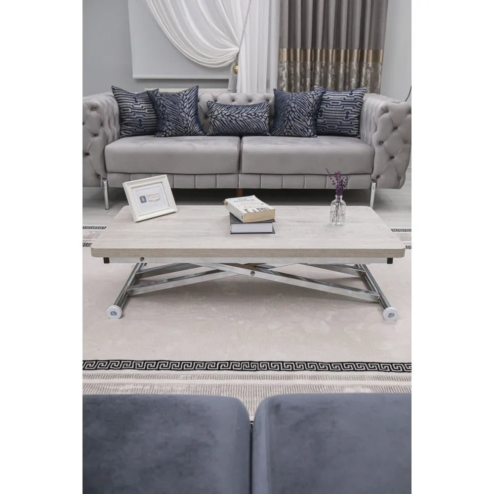 Home Üst Tabla Mdf Lizbon Oval Köşe Alt Ayak Krom Kaplama