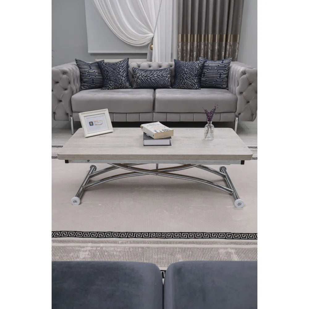 Juppo Üst Tabla Mdf Lizbon Oval Köşe Alt Ayak Yuvarlak Krom Kaplama Dışa Kıvrım