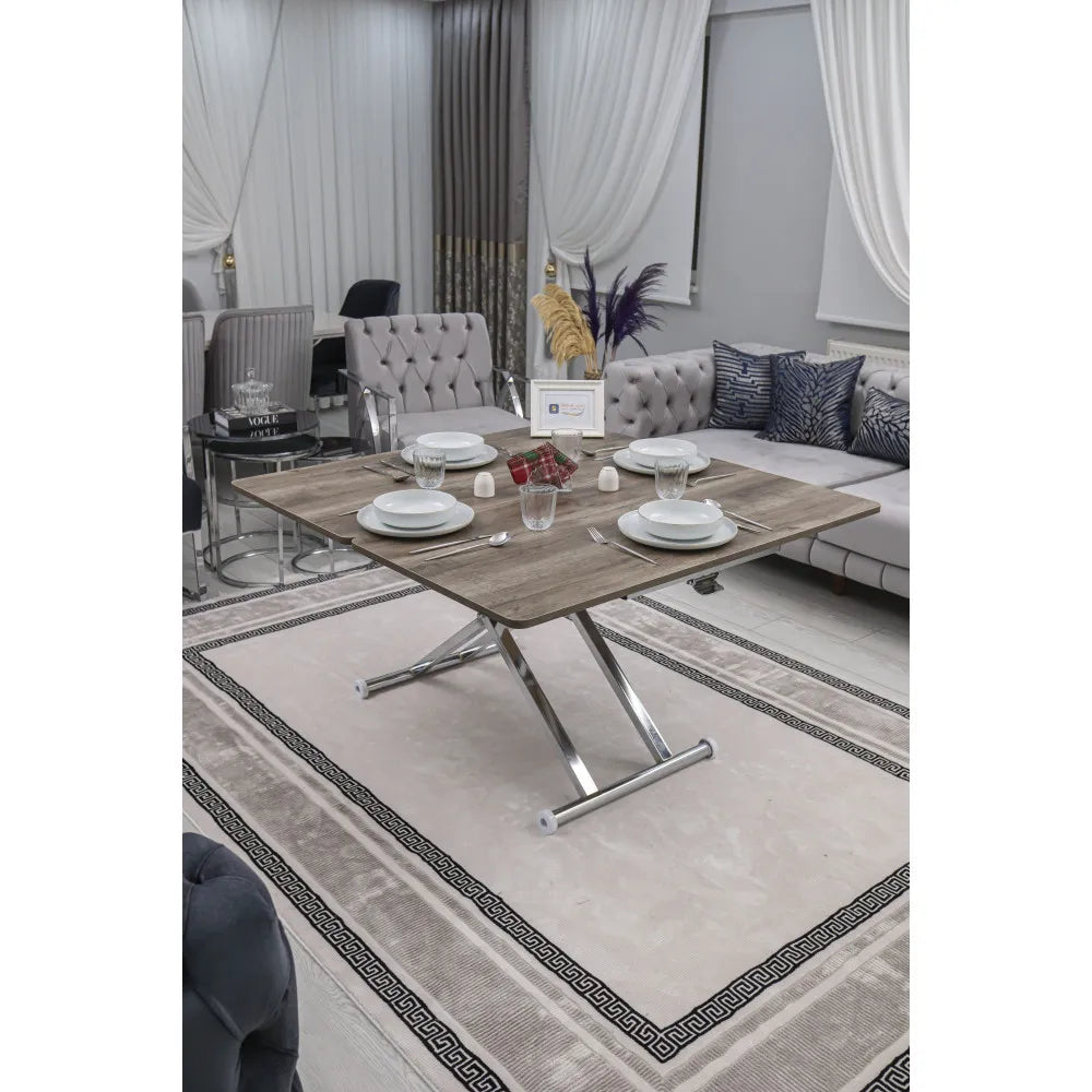 Home Üst Tabla Mdf Hattuşa Oval Köşe Alt Ayak Krom Kaplama