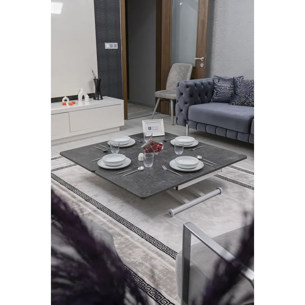 Home Üst Tabla Mdf Kartal Oval Köşe Alt Ayak Beyaz Renk