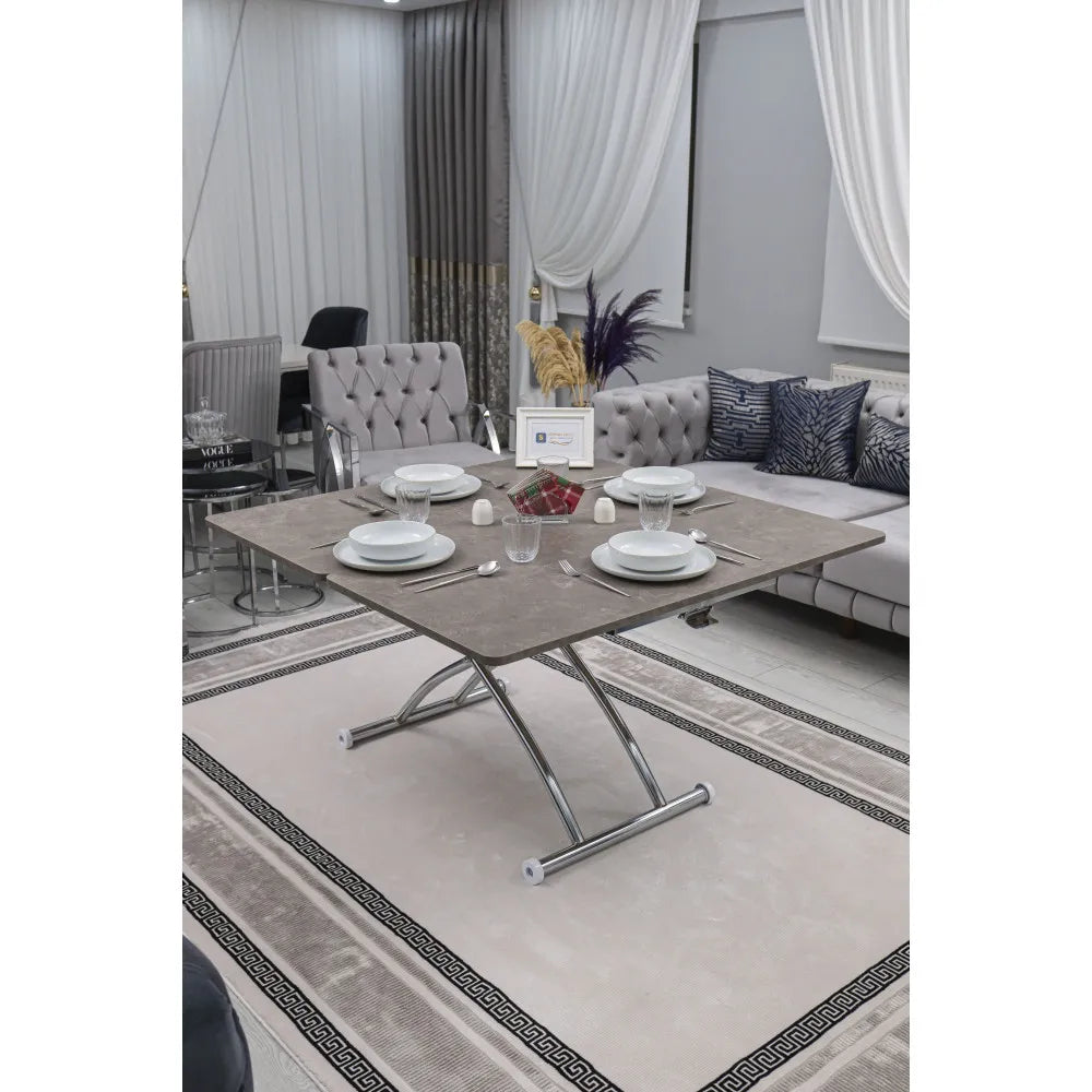 Juppo Üst Tabla Mdf Frezeli LatteOval Köşe Alt Ayak Yuvarlak Krom Kaplama Dışa Kıvrım