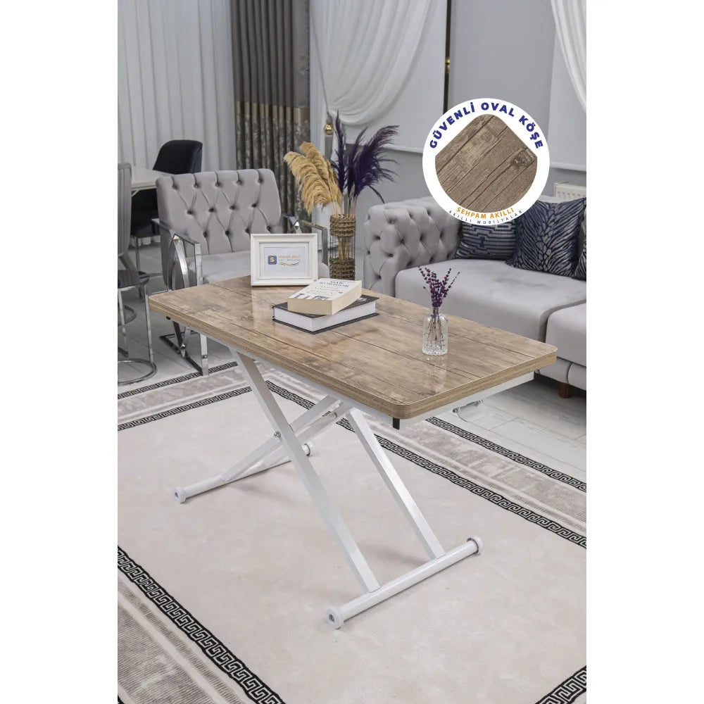 Home Üst Tabla Mdf Antiklayt Oval Köşe Alt Ayak Beyaz Renk