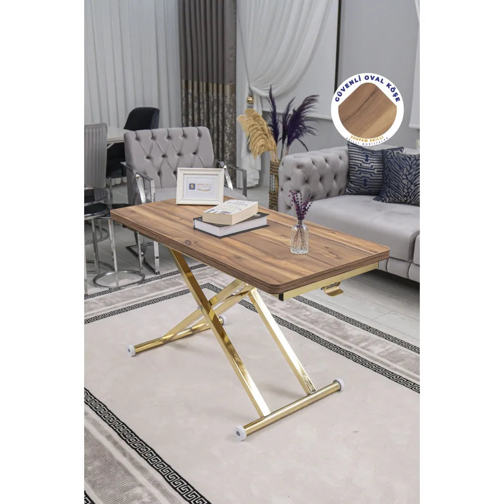 Home Üst Tabla Mdf Urartu Oval Köşe Alt Ayak Gold Kaplama