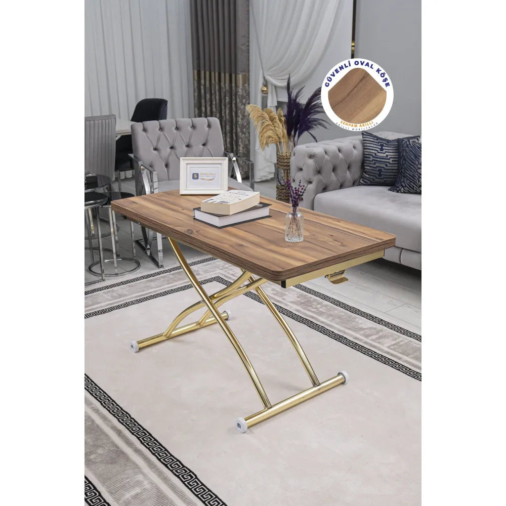 Juppo Üst Tabla Mdf Urartu Oval Köşe Alt Ayak Yuvarlak Gold Kaplama Dışa Kıvrım