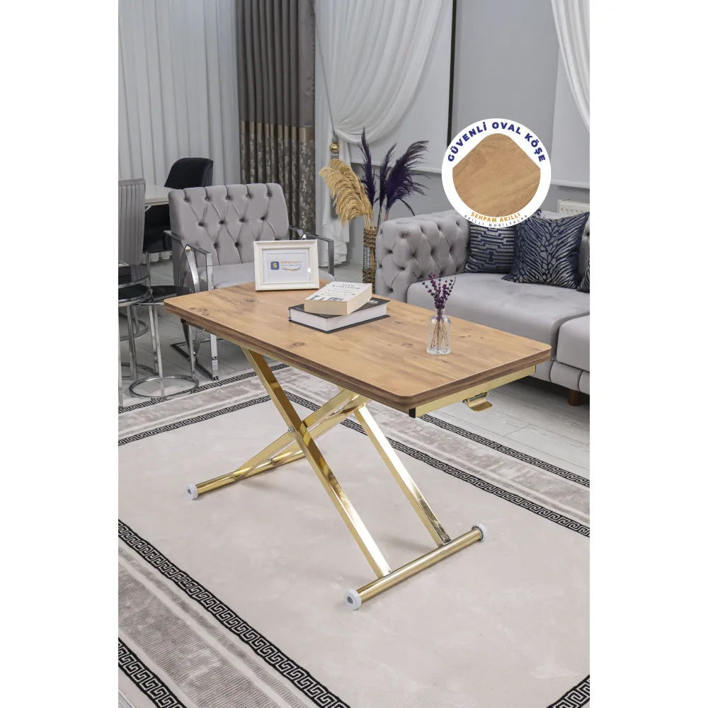 Home Üst Tabla Mdf EfesÇam Oval Köşe Alt Ayak Gold Kaplama