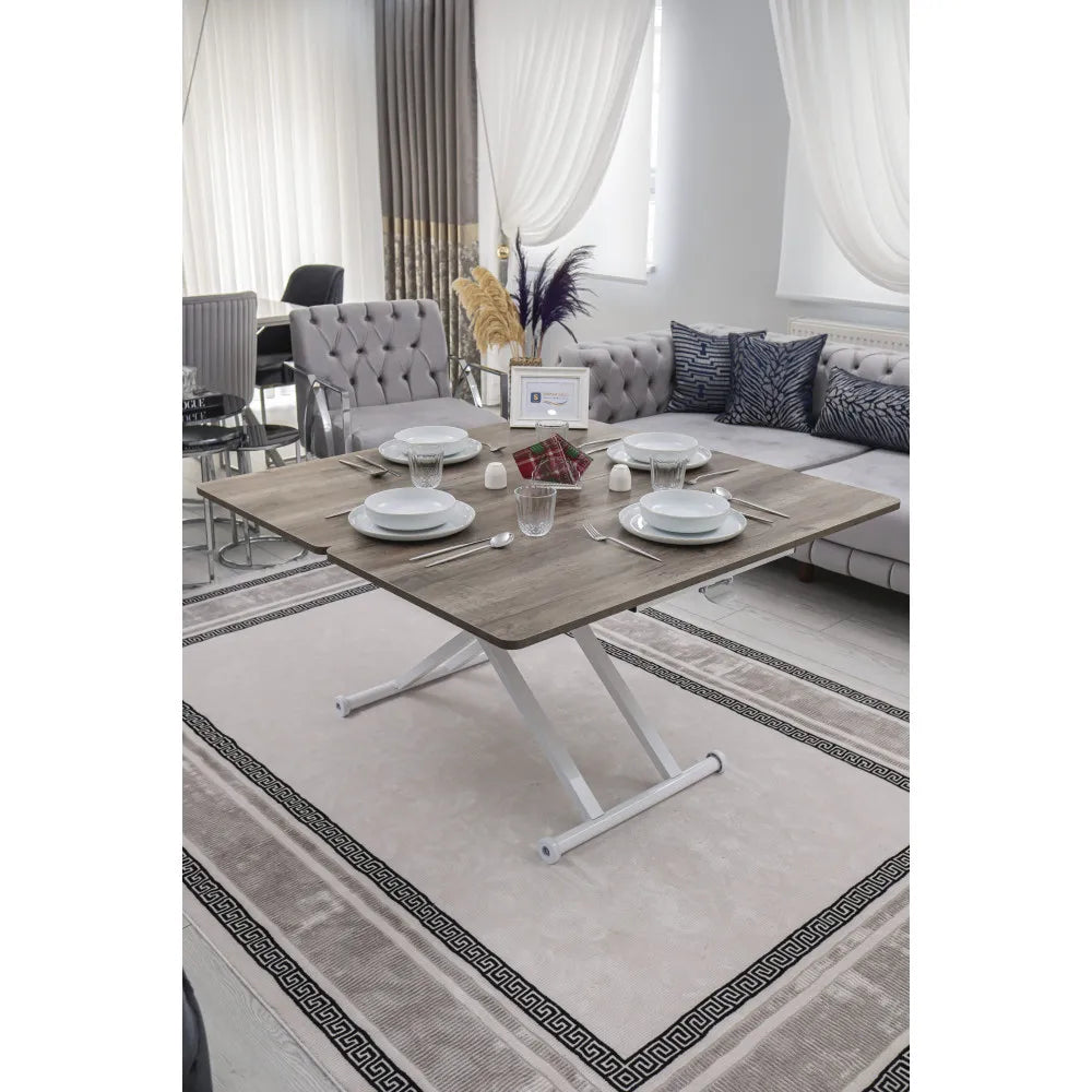 Home Üst Tabla Mdf Hattuşa Oval Köşe Alt Ayak Beyaz Renk