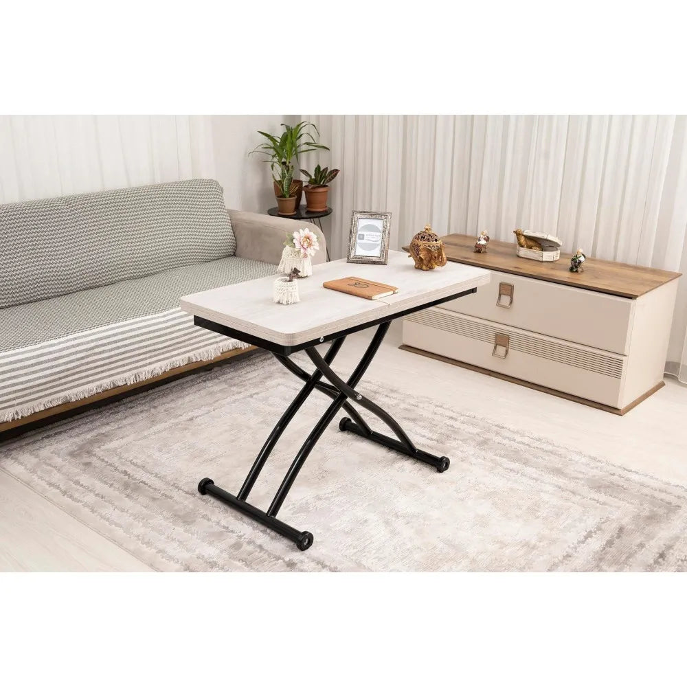 Mini Juppo Dışa K Akıllı Sehpa Üst Tabla Mdf Lizbon Oval Köşe Alt Ayak Siyah Renk