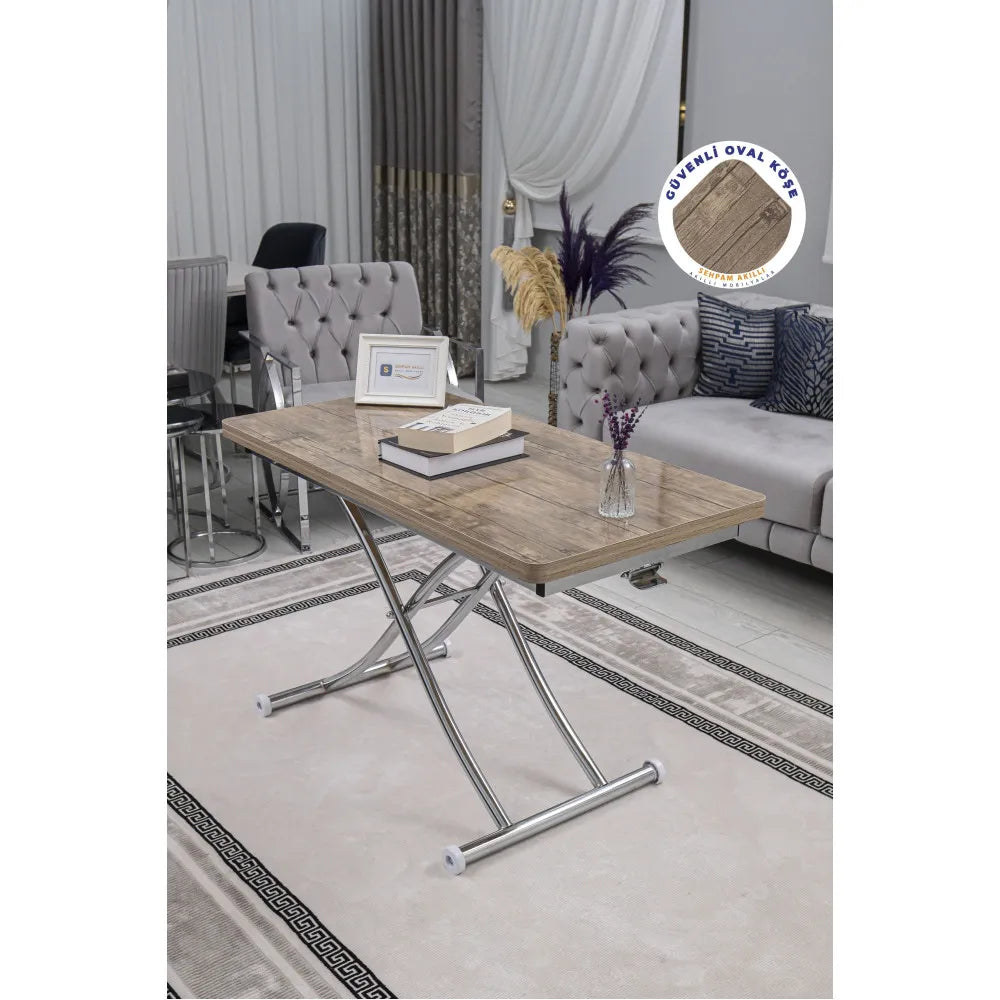 Juppo Üst Tabla Mdf Antiklayt Oval Köşe Alt Ayak Yuvarlak Krom Kaplama İçe Kıvrım