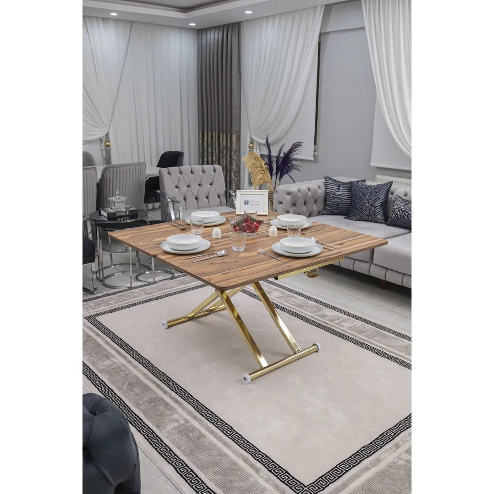 Home Üst Tabla Mdf Urartu Oval Köşe Alt Ayak Gold Kaplama