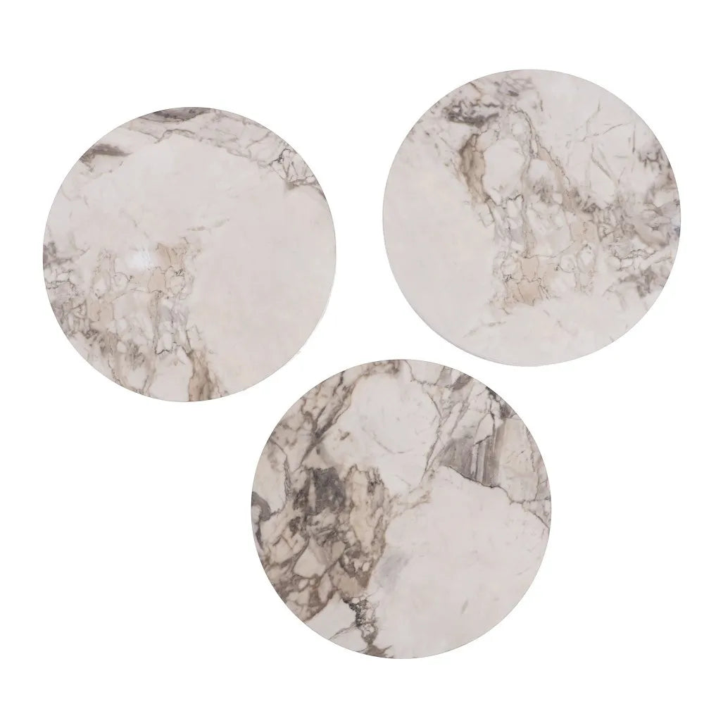 Marbella Zigon Sehpa Mdf Tabla Beyaz Mermer Desen Alt Mekanizma Demir Siyah Renk